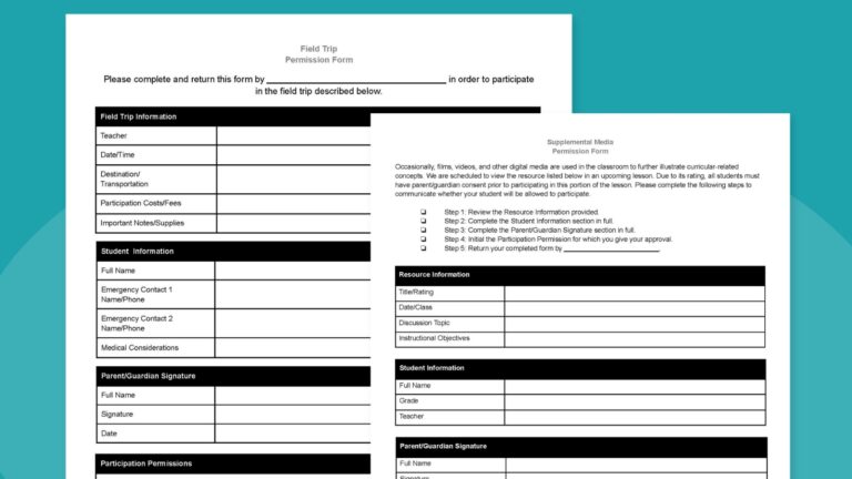 Free Printable Field Trip Permission Slip Template (Editable!)