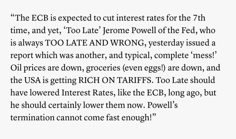 Trump is presumed to be an empty but major threat to the bred chair Powell, indicating that Trump will continue to destroy the market and economy to provide his masculinity