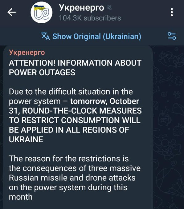 Russia’s Choices as It Brings Ukraine to the Brink with Electricity War, Takes Pokvrosk